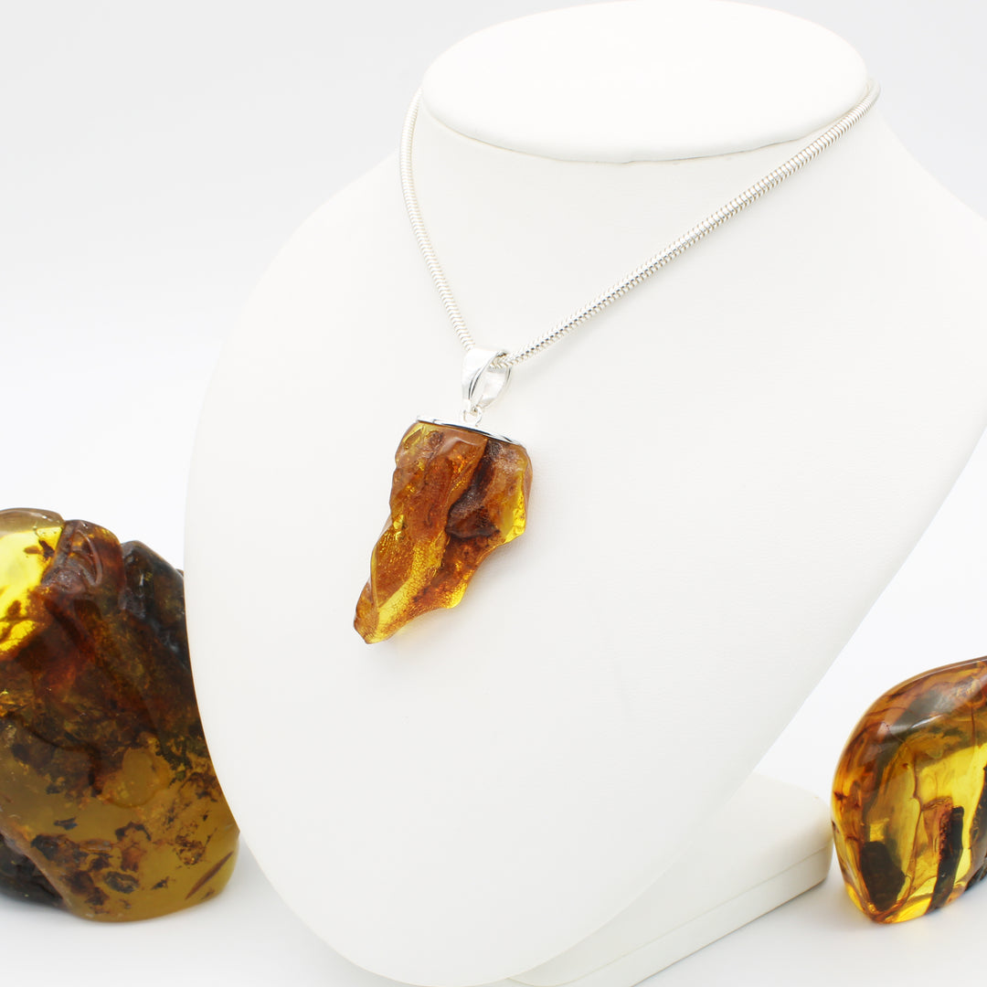 Raw Cognac Amber Pendant