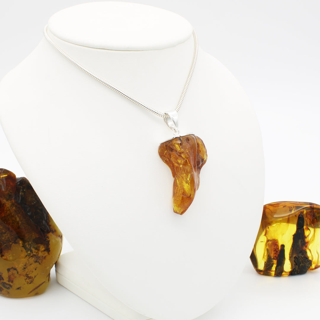 Raw Cognac Amber Pendant