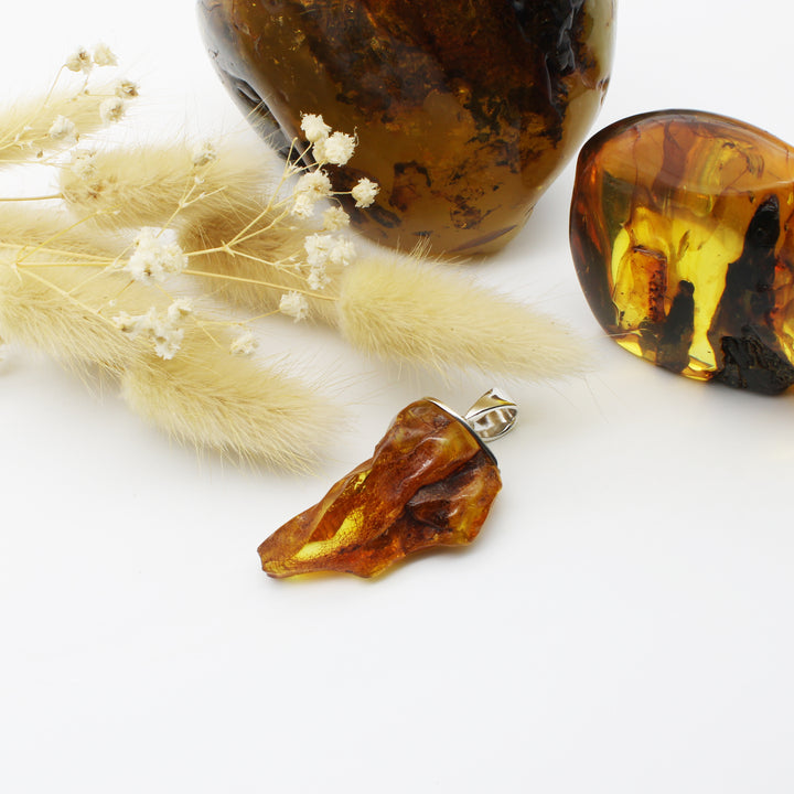 Raw Cognac Amber Pendant