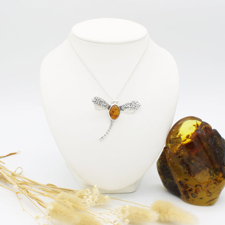 Amber Dragonfly Pendant