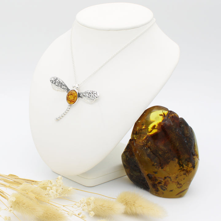Amber Dragonfly Pendant