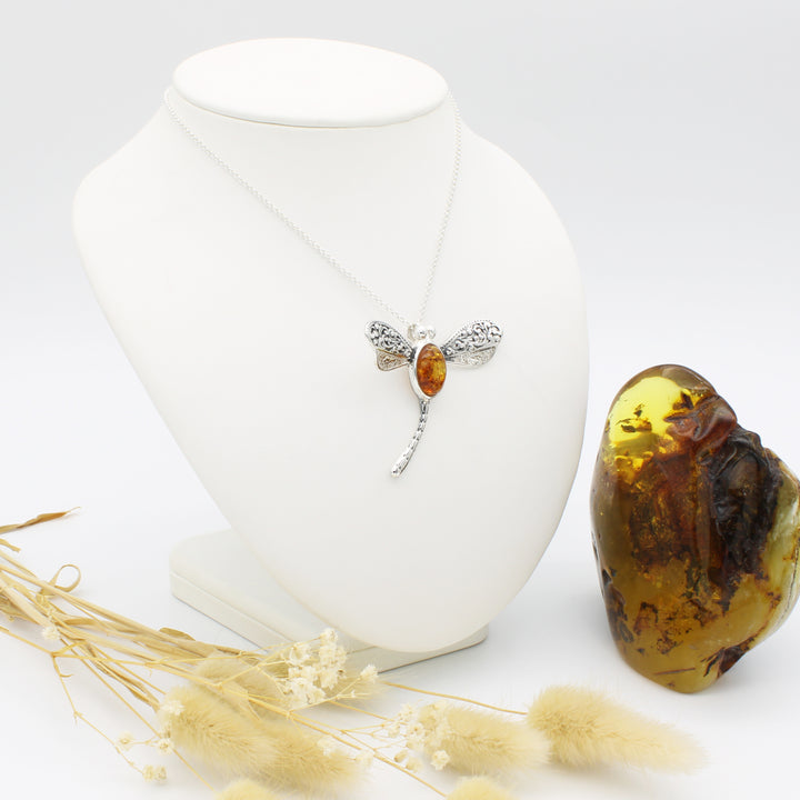 Amber Dragonfly Pendant
