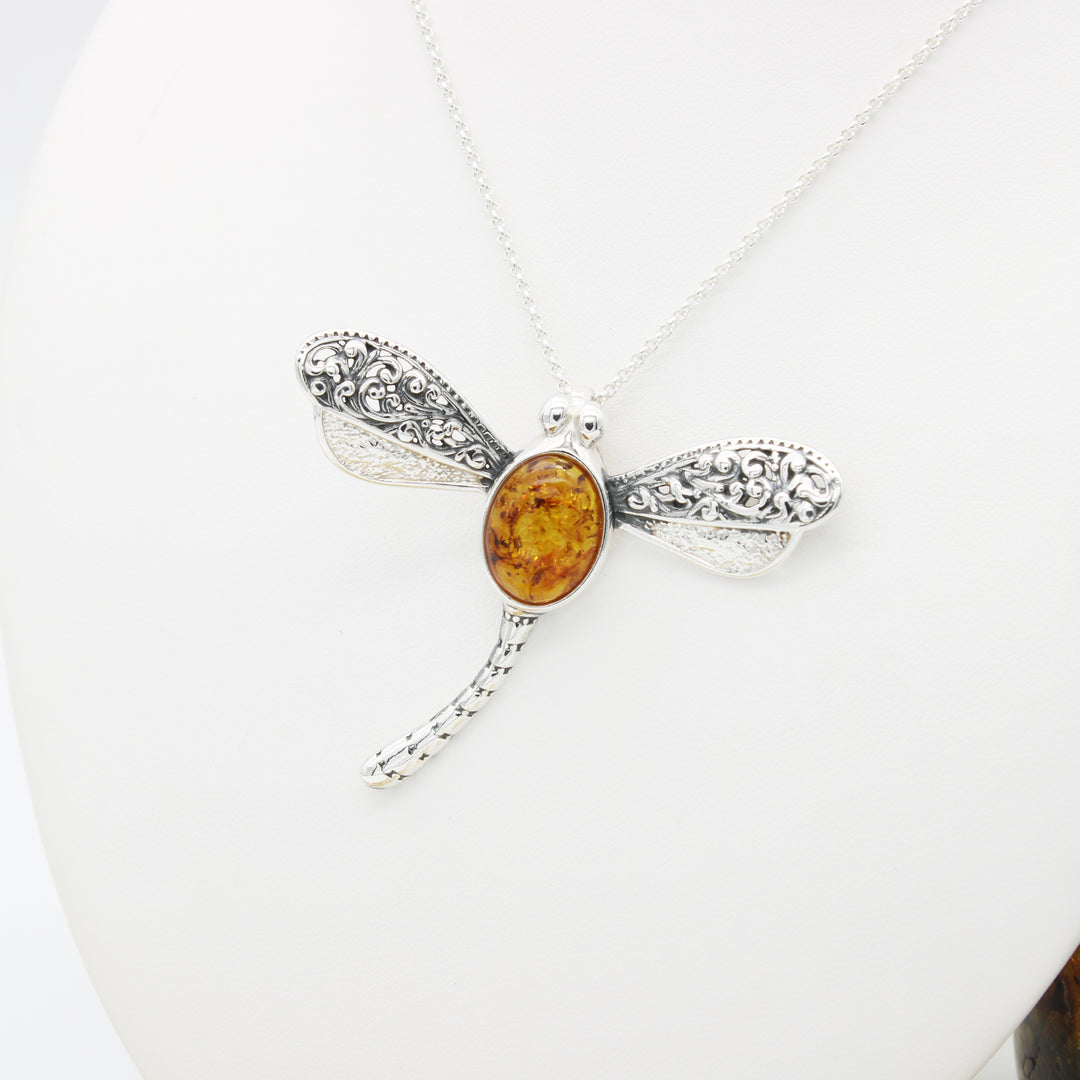 Amber Dragonfly Pendant