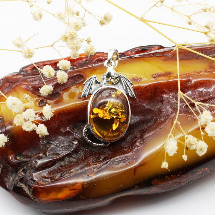 Amber Dragon Pendant