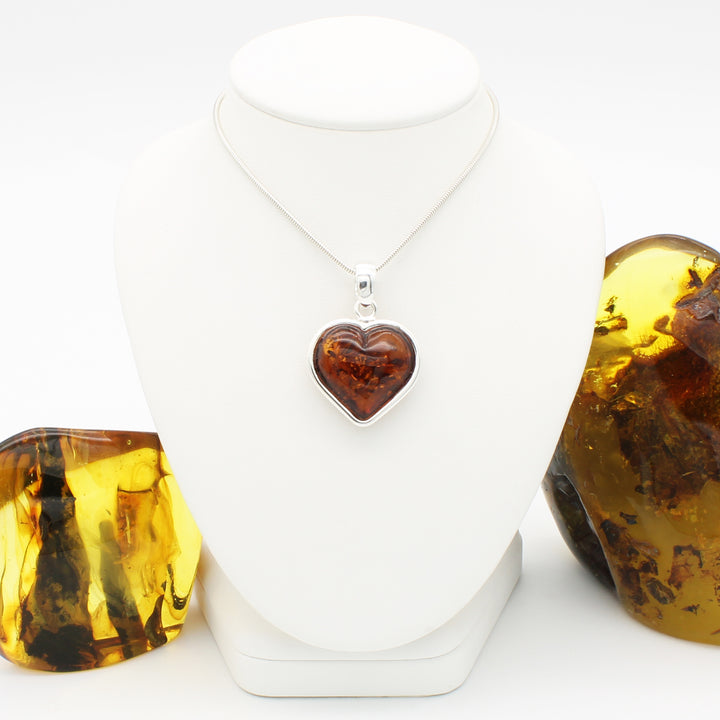 Cognac Amber Heart Pendant