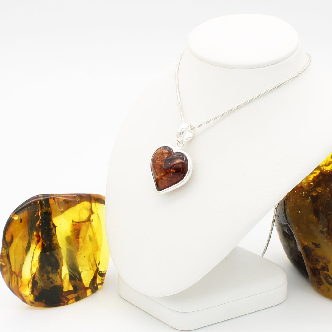 Cognac Amber Heart Pendant