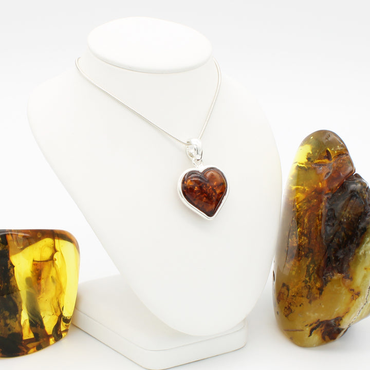 Cognac Amber Heart Pendant