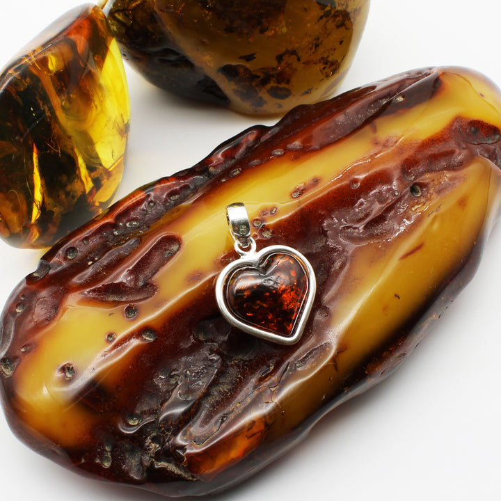 Cognac Amber Heart Pendant