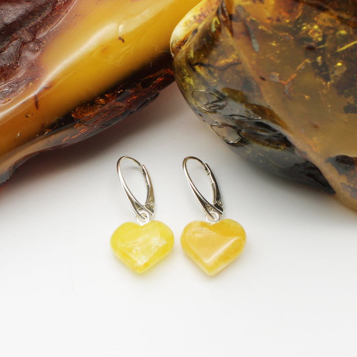 Milky Amber Heart Earrings