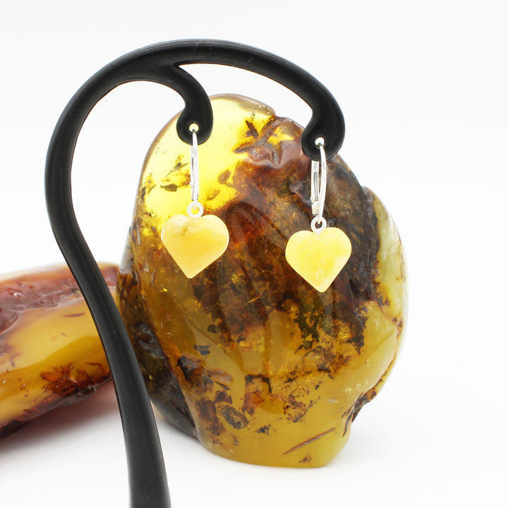 Milky Amber Heart Earrings