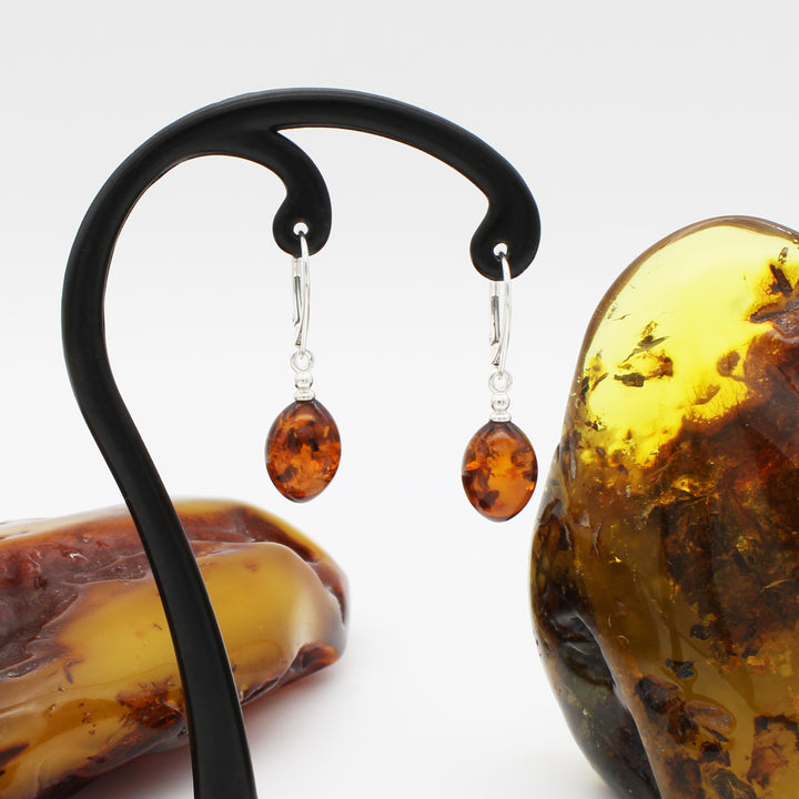 Cognac Amber Drop Earrings