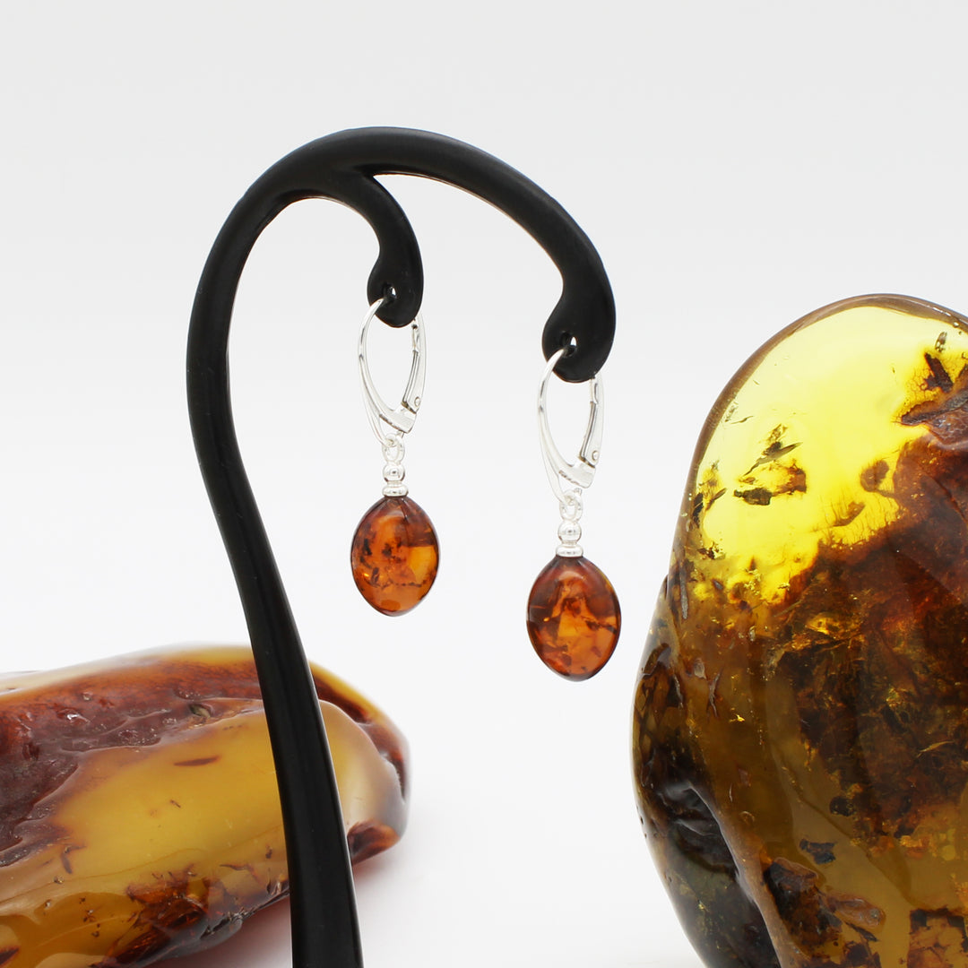 Cognac Amber Drop Earrings