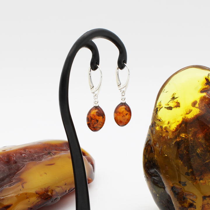Cognac Amber Drop Earrings