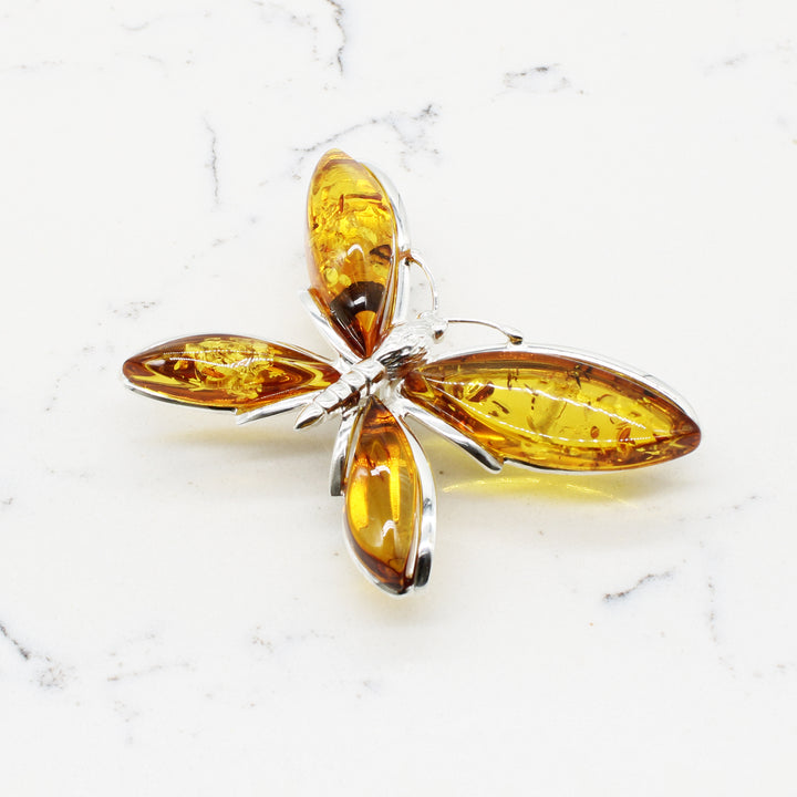 Cognac Amber Buttterfly Pendant & Brooch