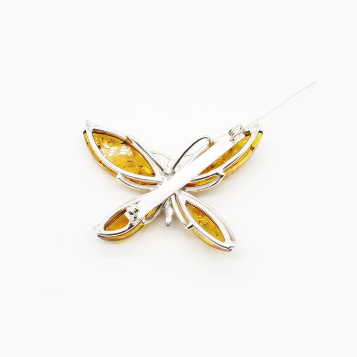 Cognac Amber Buttterfly Pendant & Brooch