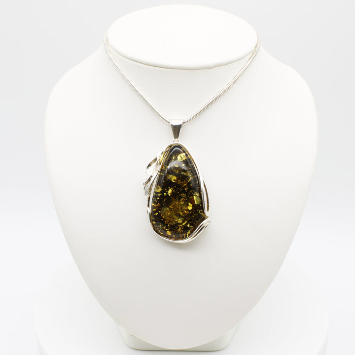 Large Green Baltic Amber Pendant