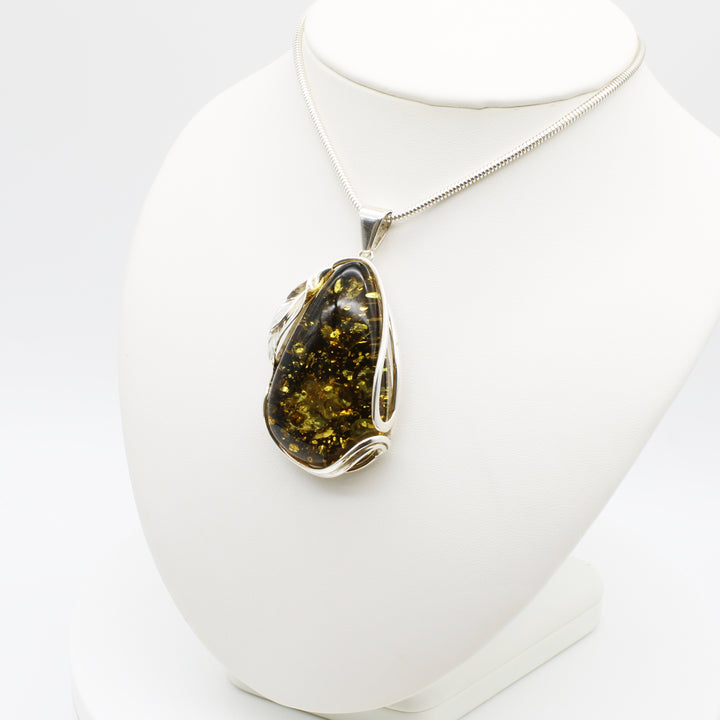 Large Green Baltic Amber Pendant