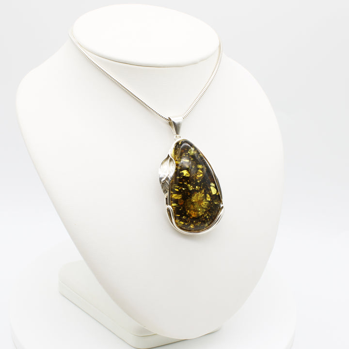 Large Green Baltic Amber Pendant