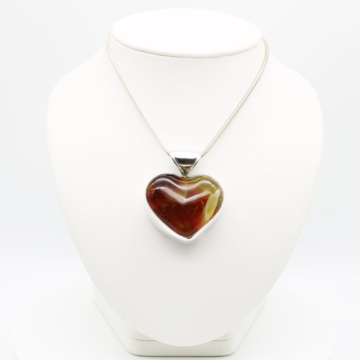 Large Amber Heart Pendant