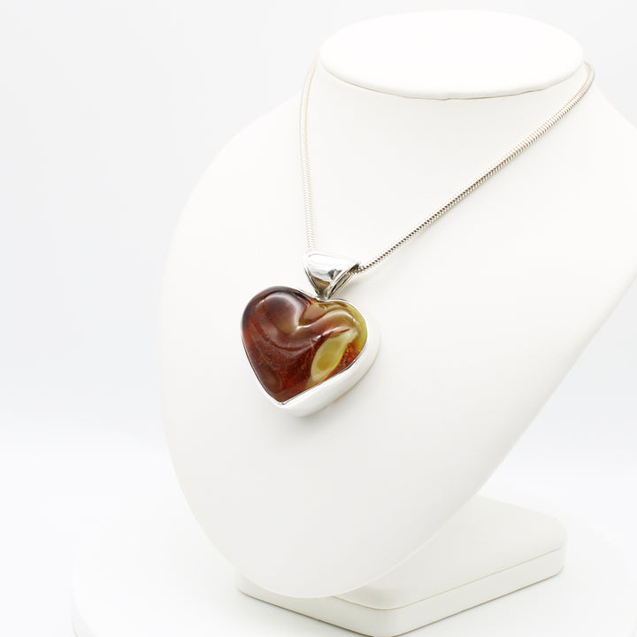 Large Amber Heart Pendant