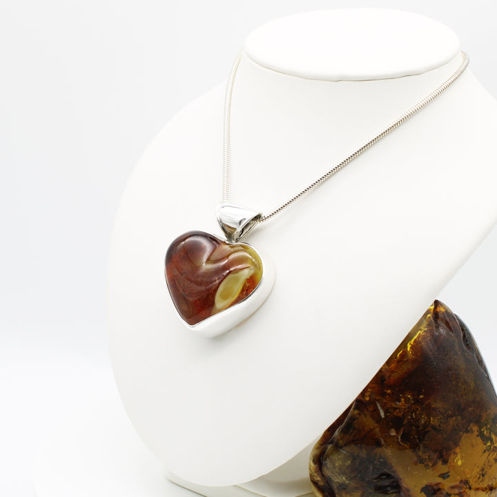 Large Amber Heart Pendant