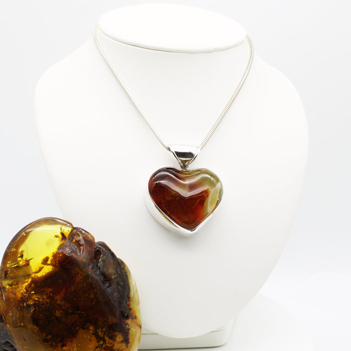 Large Amber Heart Pendant