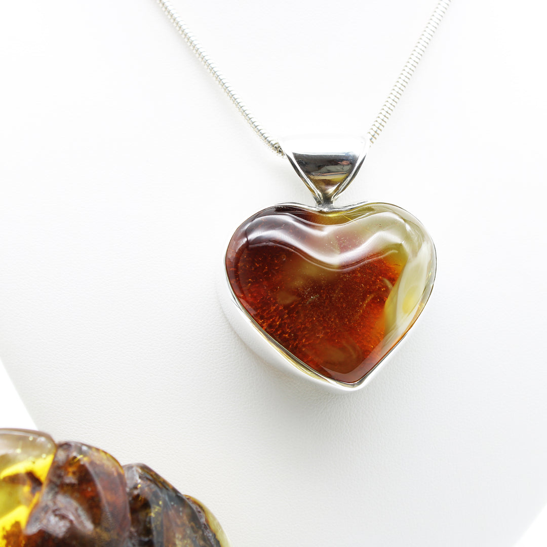 Large Amber Heart Pendant