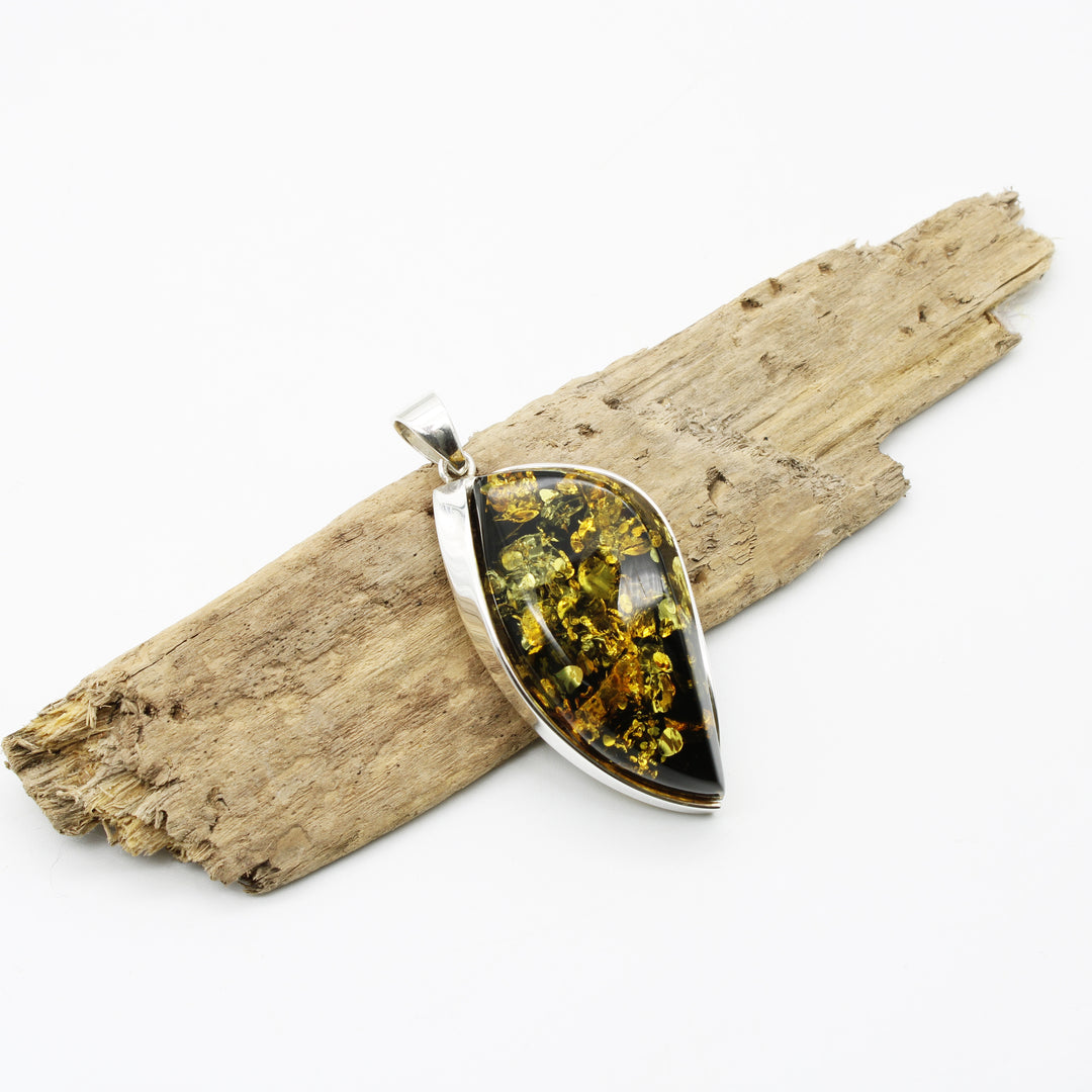 Green Baltic Amber Pendant