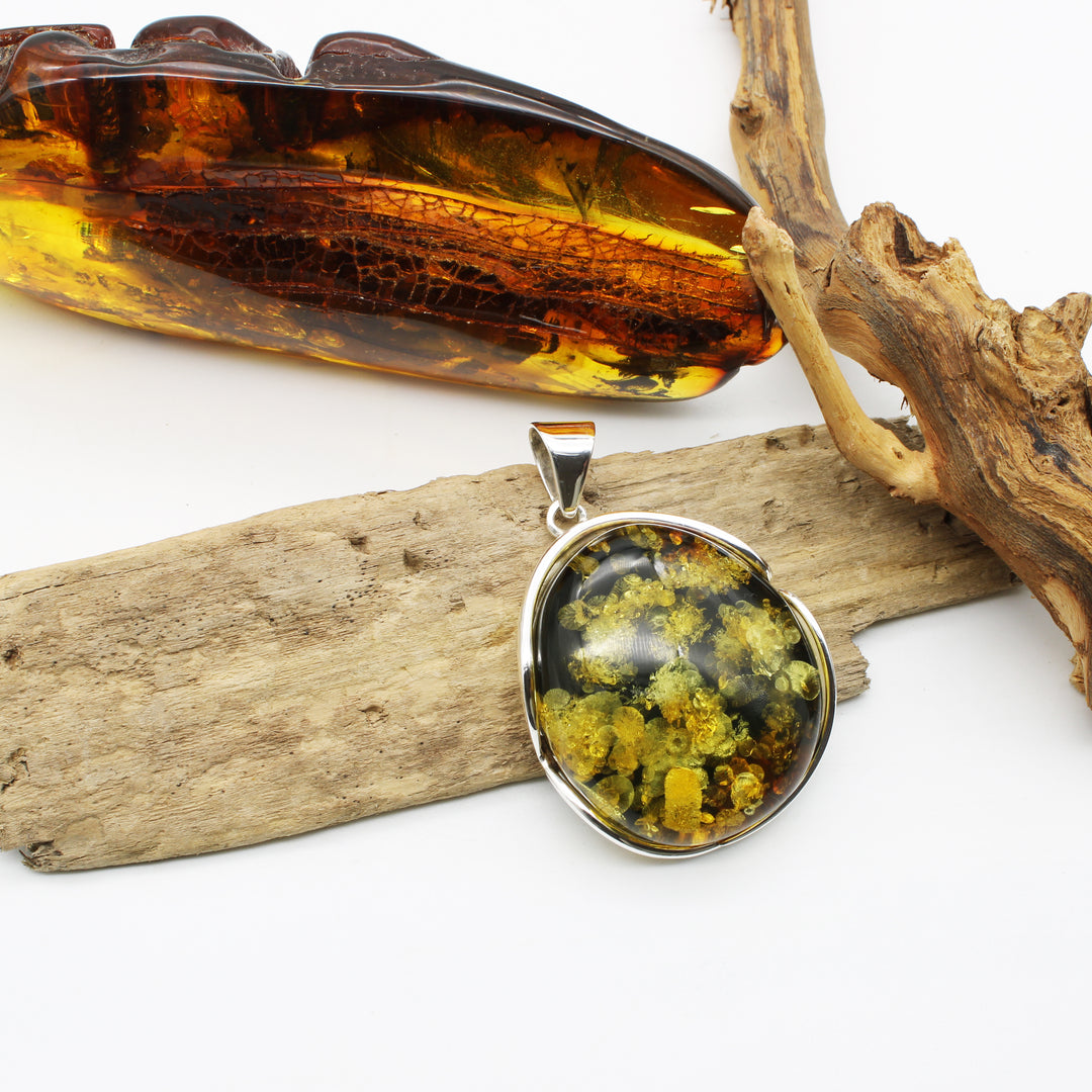 Green Baltic Amber Pendant