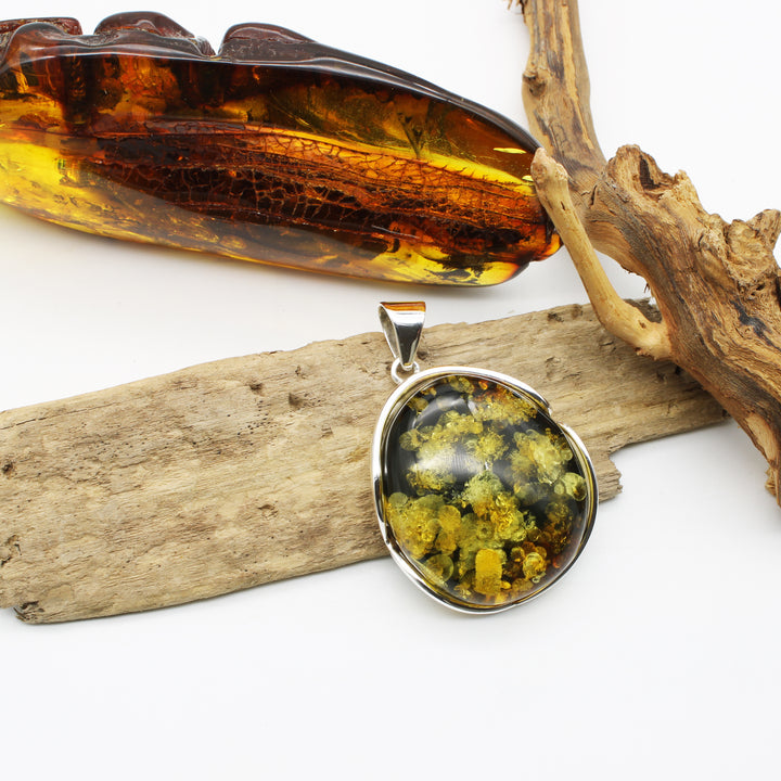 Green Baltic Amber Pendant