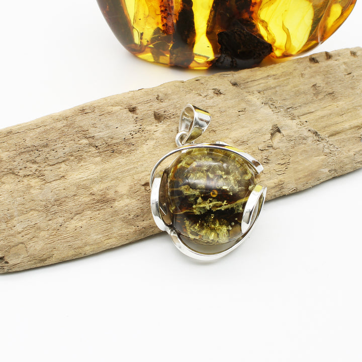Green Baltic Amber Pendant