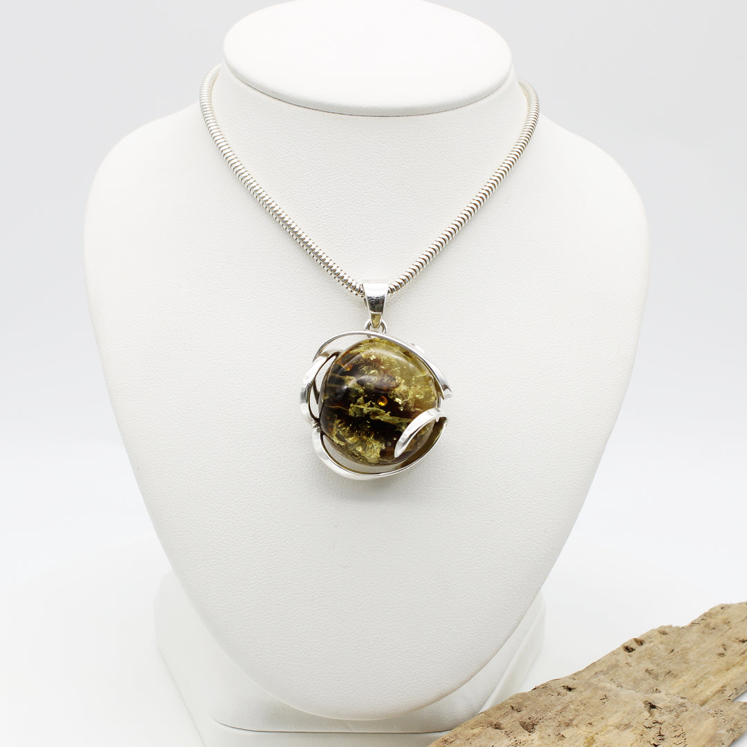 Green Baltic Amber Pendant