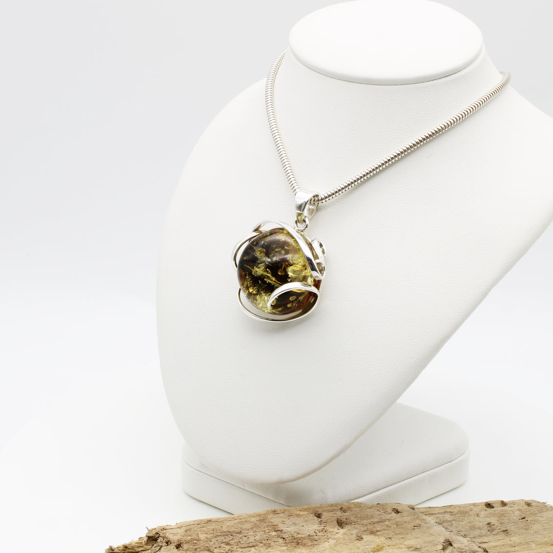 Green Baltic Amber Pendant