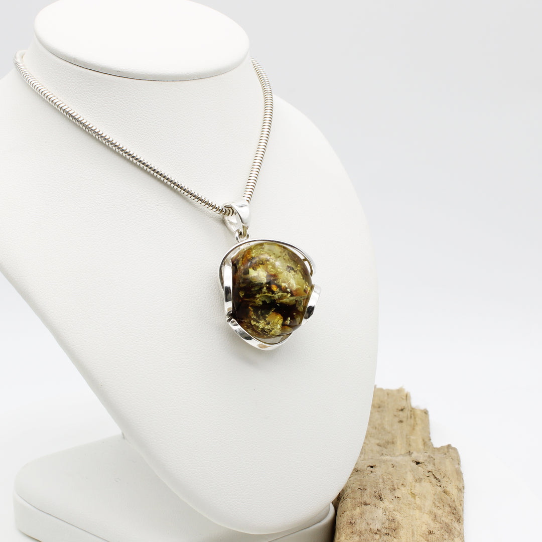 Green Baltic Amber Pendant