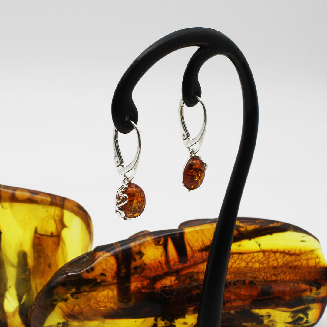 Cognac Amber Drop Earrings