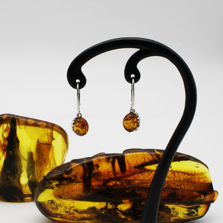 Cognac Amber Drop Earrings