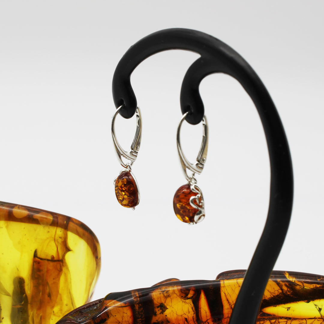 Cognac Amber Drop Earrings