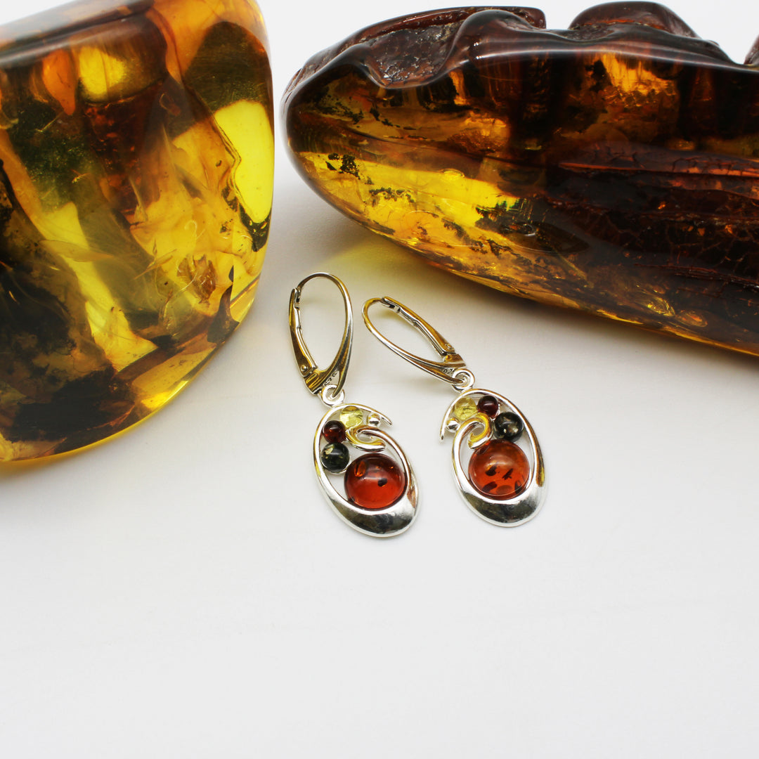 Mixed Amber Drop Earrings