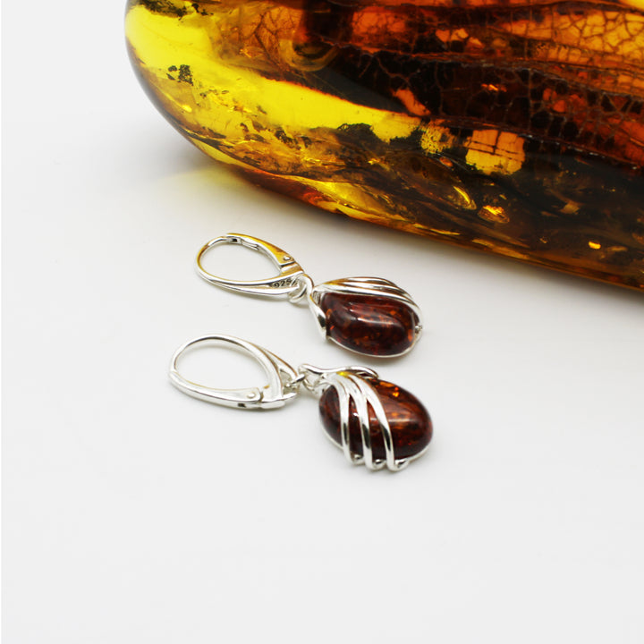 Cognac Amber Drop Earrings