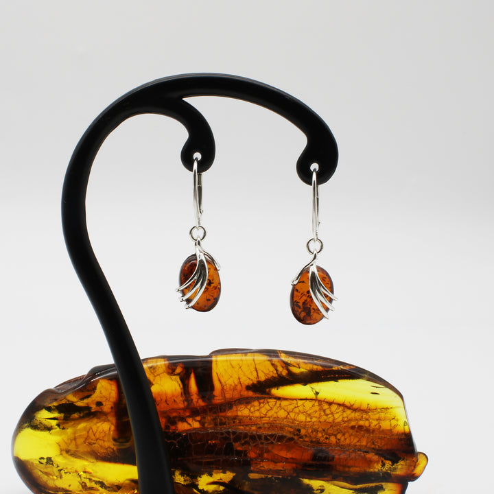 Cognac Amber Drop Earrings