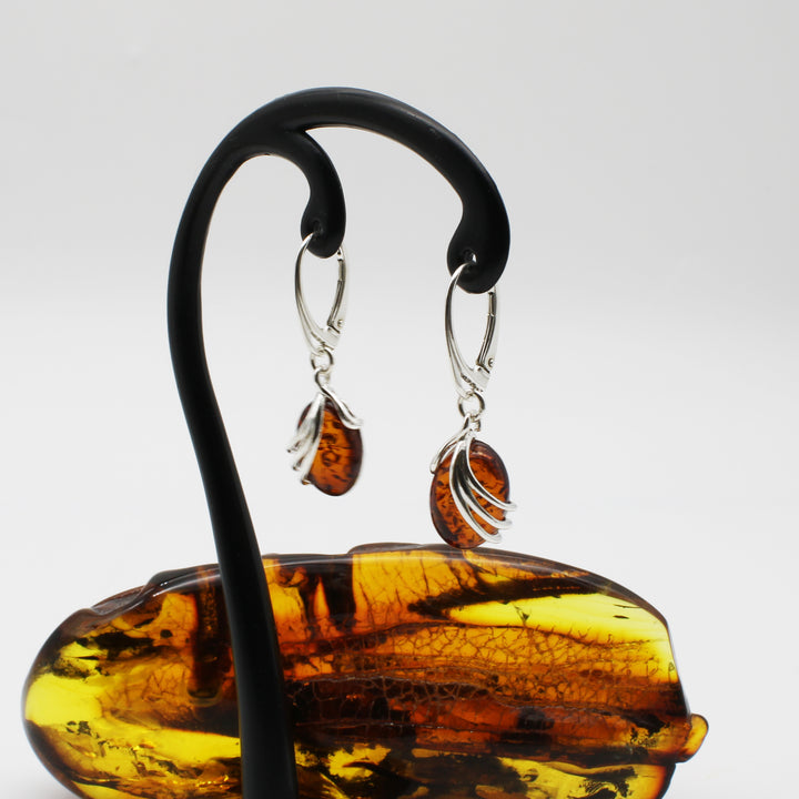 Cognac Amber Drop Earrings