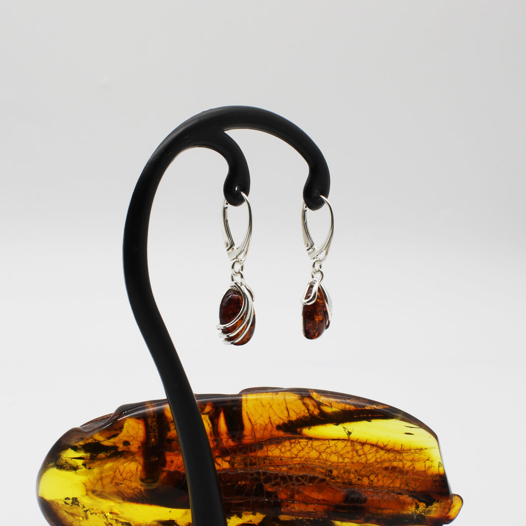 Cognac Amber Drop Earrings