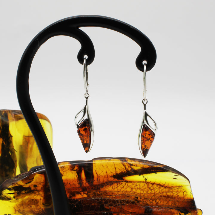 Cognac Amber Drop Earrings