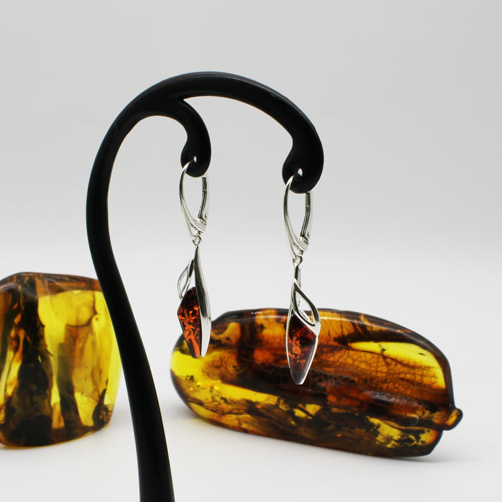 Cognac Amber Drop Earrings