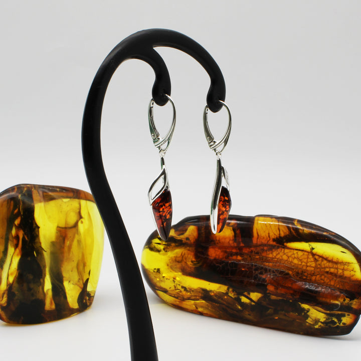 Cognac Amber Drop Earrings