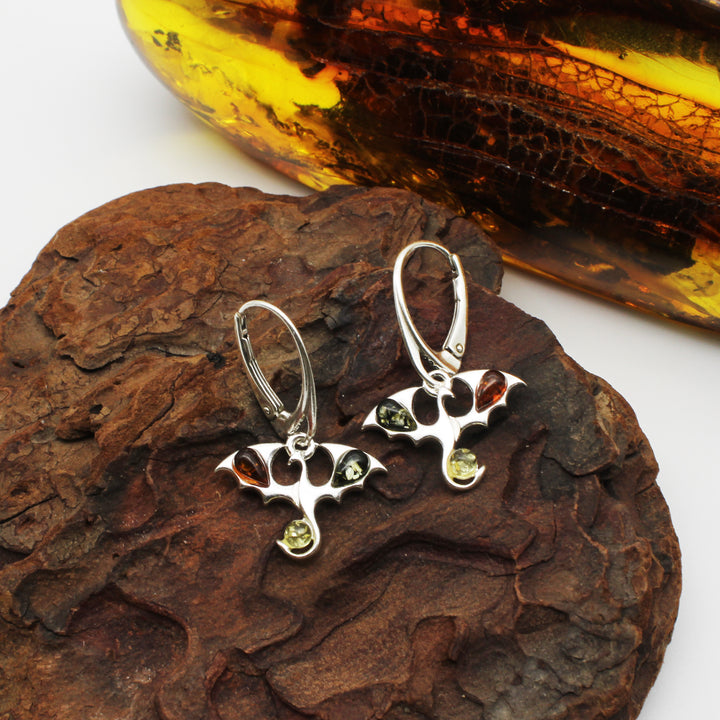 Mixed Amber Dragon Drop Earrings