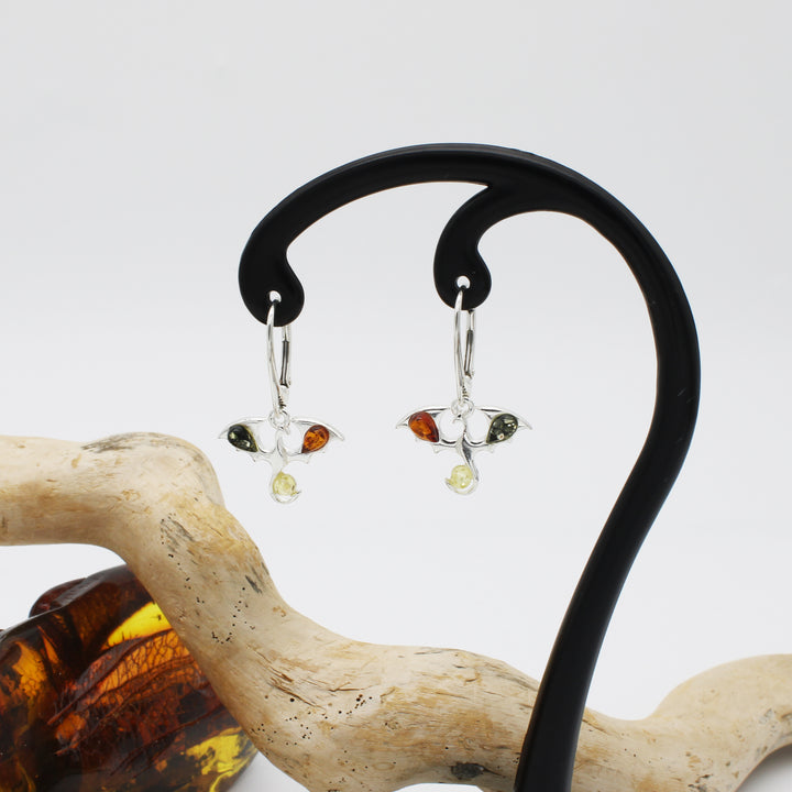 Mixed Amber Dragon Drop Earrings