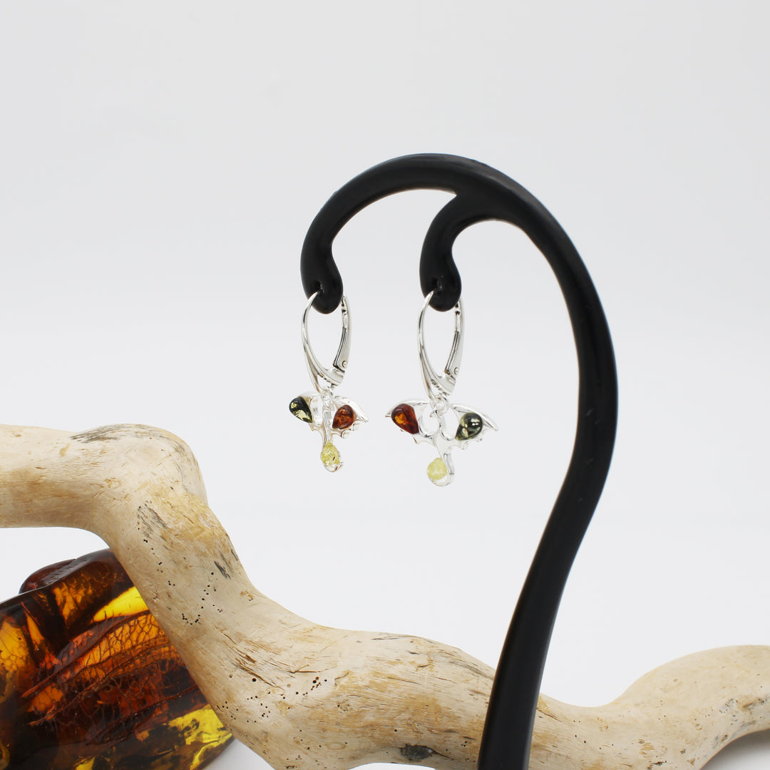 Mixed Amber Dragon Drop Earrings