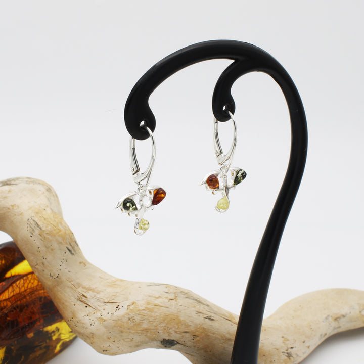 Mixed Amber Dragon Drop Earrings