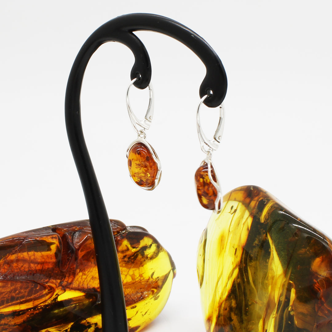 Cognac Amber Drop Earrings